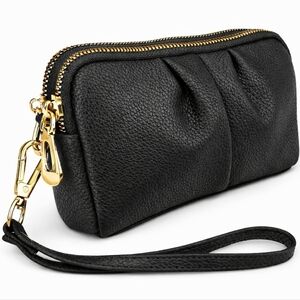 Womens Wallet PU Vegan Leather Wristlet Purse Clutch Phone Bag Black Or Red